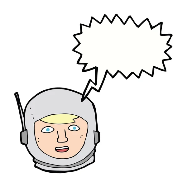 Cabeça de astronauta de desenhos animados com bolha de fala — Vetor de Stock