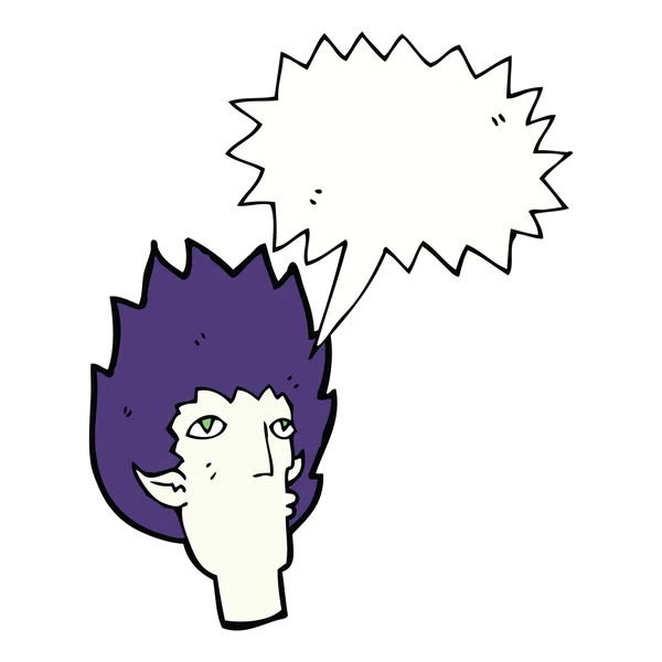 Cartoon vampier gezicht met tekstballon — Stockvector
