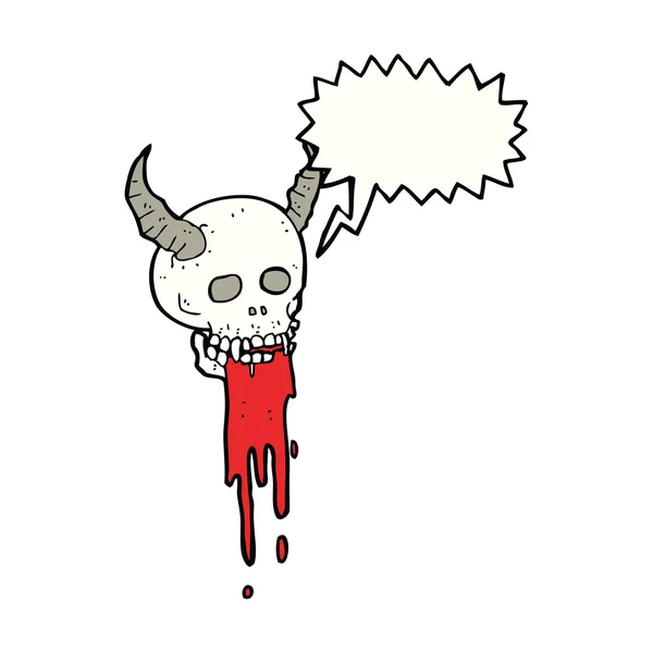 Cartoon spooky halloween skull with speech bubble — Stock Vector