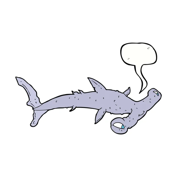 Cartoon hamerhaai met spraakbel — Stockvector