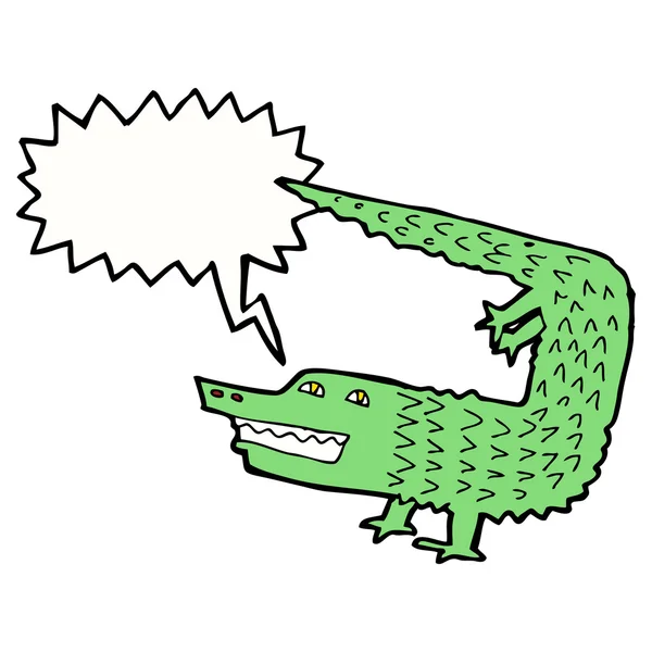 Crocodile de dessin animé avec bulle de parole — Image vectorielle