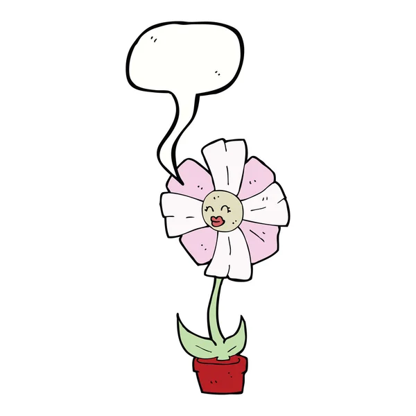 Flor de desenho animado com bolha de fala —  Vetores de Stock