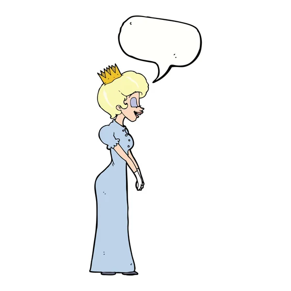 Cartoon princess with speech bubble — Stock Vector