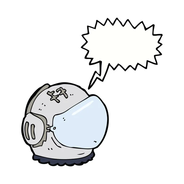 Casque astronaute dessin animé avec bulle de parole — Image vectorielle