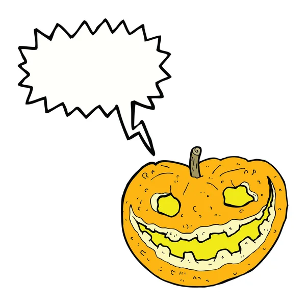 Dessin animé citrouille effrayante avec bulle de parole — Image vectorielle