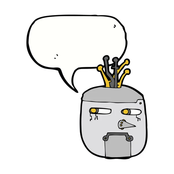 漫画の吹き出しにロボット頭部 — ストックベクタ