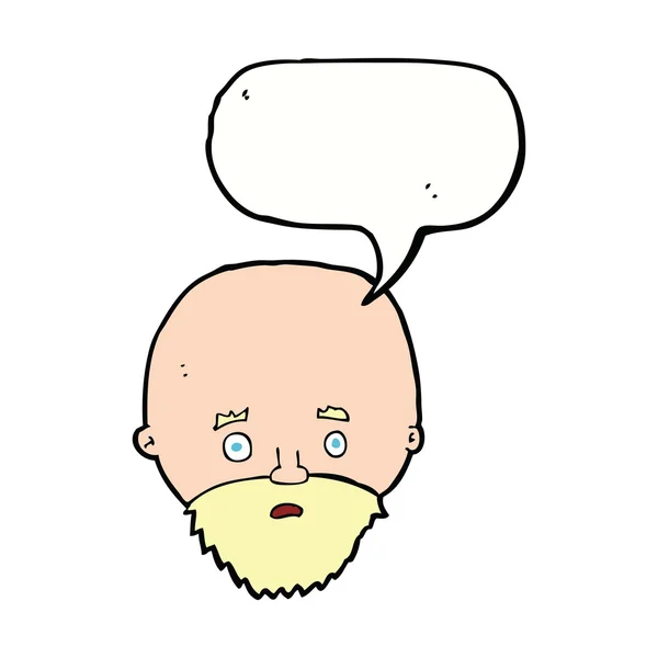 Мультяшний шокований чоловік з бородою з бульбашкою мовлення — стоковий вектор