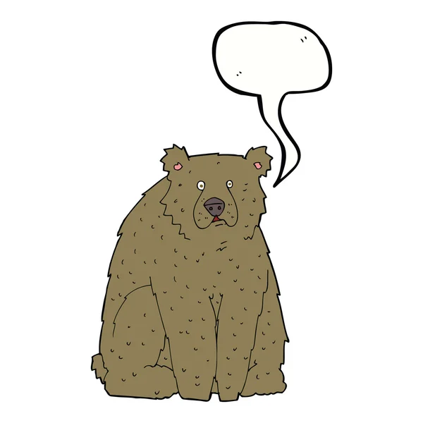 Kreslený vtipný medvěd s bublinou řeči — Stockový vektor