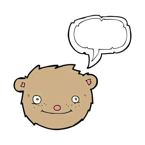 Tête d'ours en peluche dessin animé avec bulle de parole — Image vectorielle