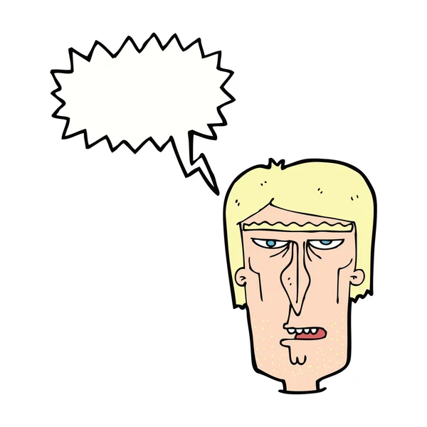 Konuşma baloncuğu ile kızgın surat karikatürü — Stok Vektör