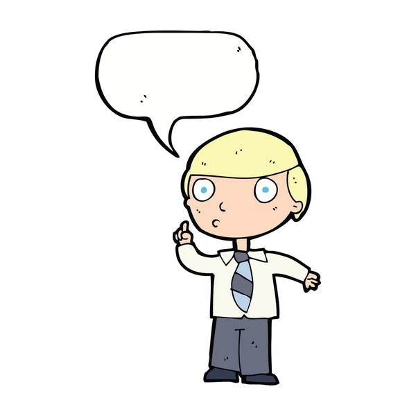 Cartoon school boy with speech bubble — Stock Vector