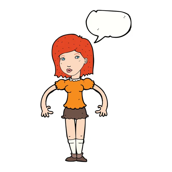Cartoon vrouw zijwaarts op zoek met tekstballon — Stockvector