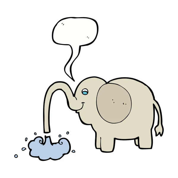 Карикатурный слон льет воду с пузырьком речи — стоковый вектор