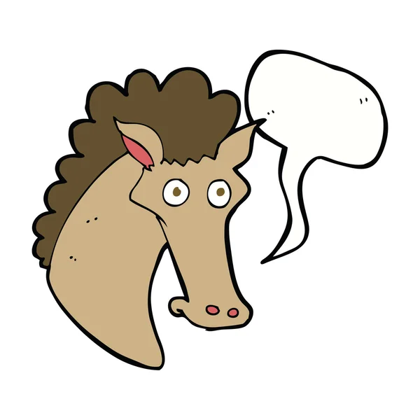 Cabeça de cavalo de desenho animado com bolha de fala — Vetor de Stock