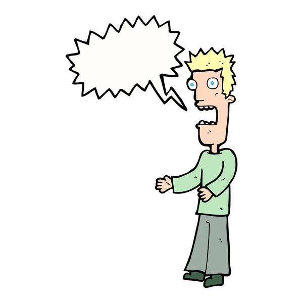 Καρτούν άνθρωπος φρικάρει με φούσκα ομιλία — Διανυσματικό Αρχείο