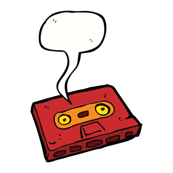 Cartoon cassette tape met spraakbel — Stockvector