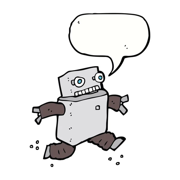 Cartoon running robot with speech bubble — Stock Vector