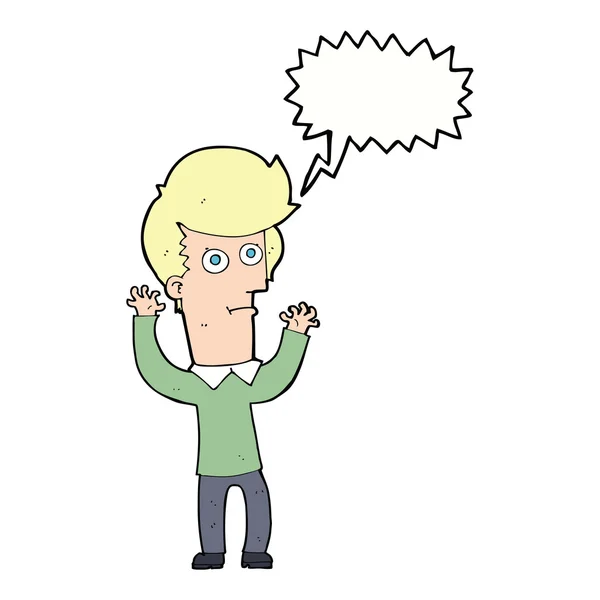 Cartoon shocked man with speech bubble — Stock Vector