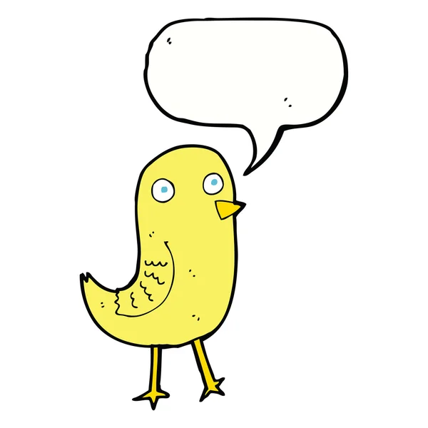 Lustiger Cartoon-Vogel mit Sprechblase — Stockvektor