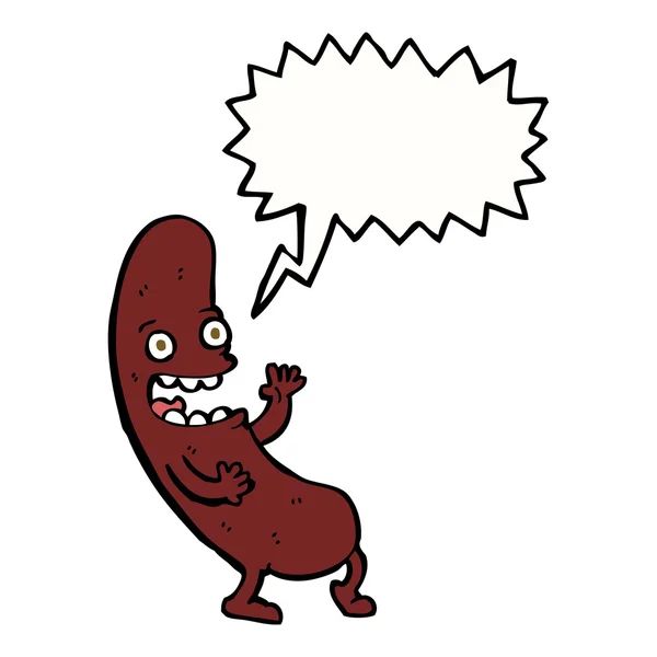 Salsiccia cartone animato con bolla discorso — Vettoriale Stock