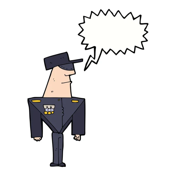 Cartoon guard with speech bubble — Stock Vector