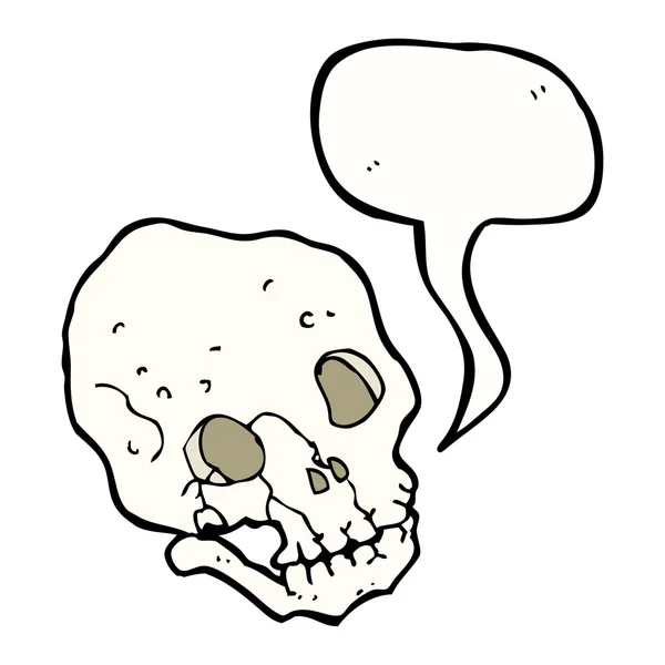 Calavera espeluznante de dibujos animados con burbuja del habla — Archivo Imágenes Vectoriales