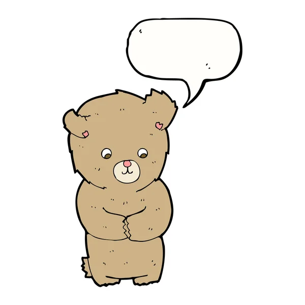Bonito desenho animado ursinho de pelúcia com fala bolha —  Vetores de Stock