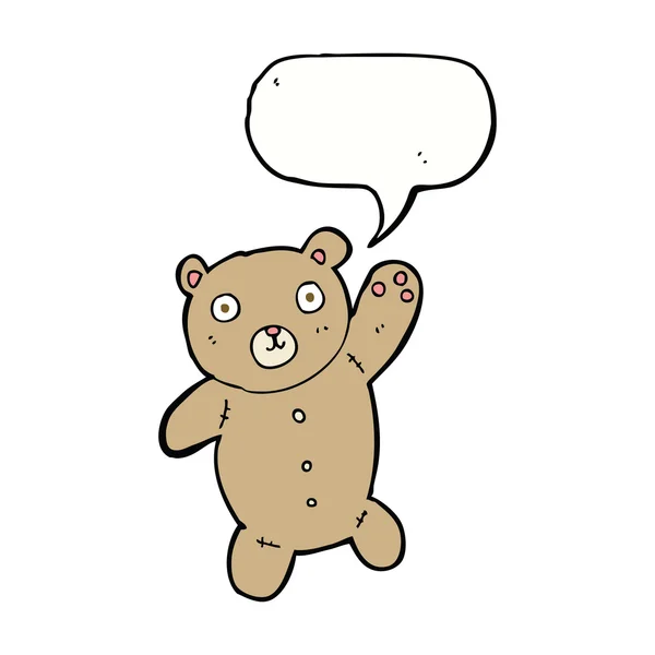 Rajzfilm aranyos teddy maci beszéd buborék — Stock Vector