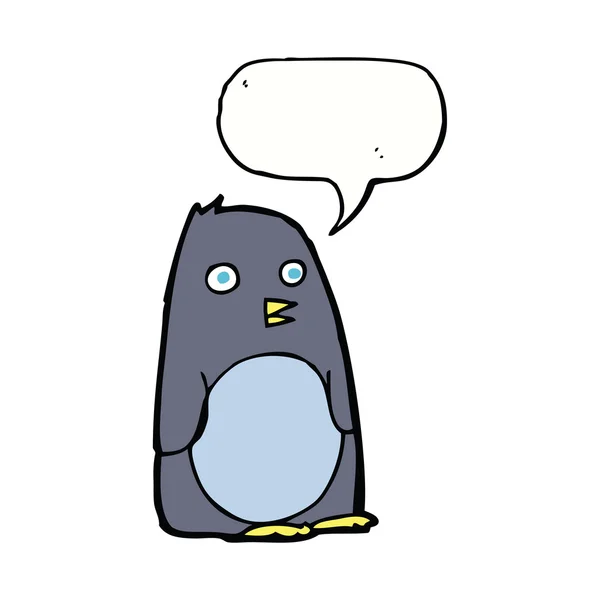 Pingüino de dibujos animados con burbuja del habla — Vector de stock