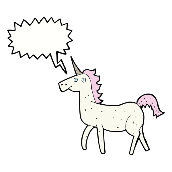 Desen animat unicorn cu bulă de vorbire — Vector de stoc