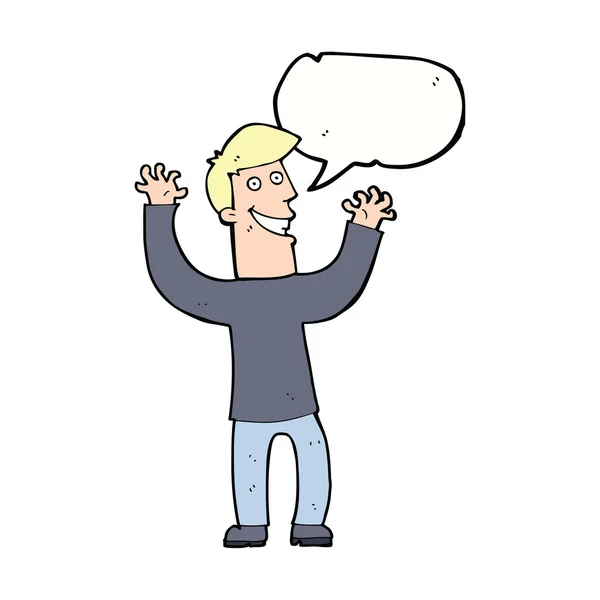 Dibujos animados hombre emocionado con burbuja de habla — Vector de stock