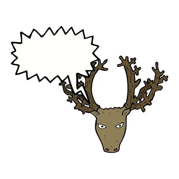 Cartoon stag head with speech bubble — Stock Vector