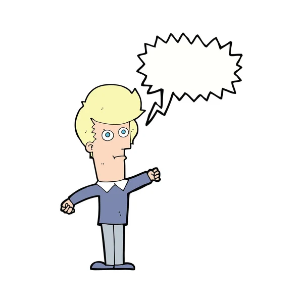 Hombre de dibujos animados perforando con la burbuja del habla — Vector de stock