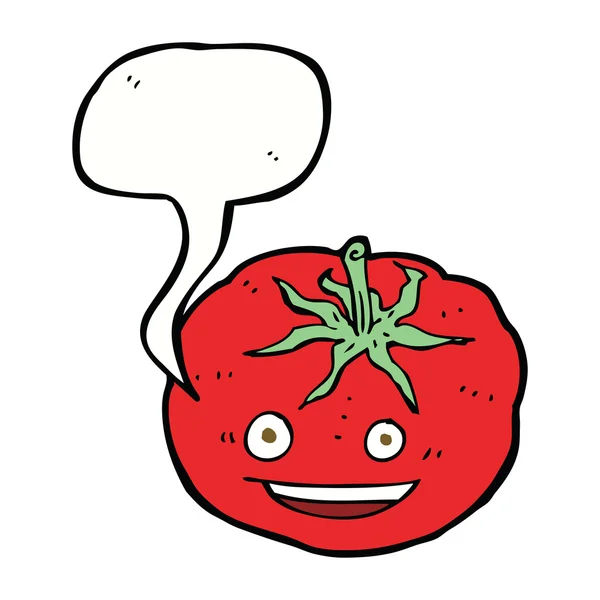 Cartoon tomato with speech bubble — Stock Vector