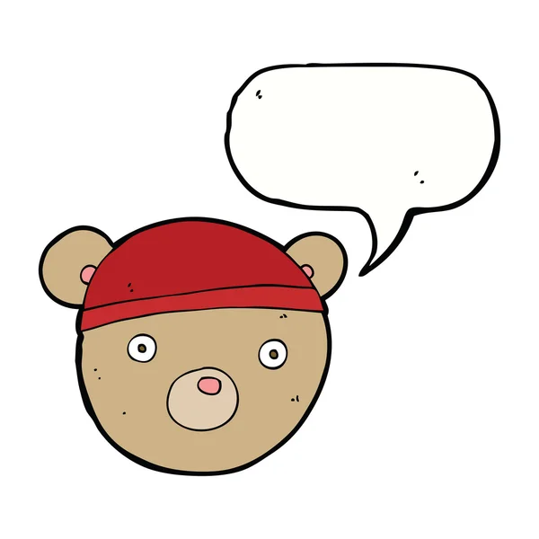 Chapeau d'ours en peluche de dessin animé avec bulle de parole — Image vectorielle