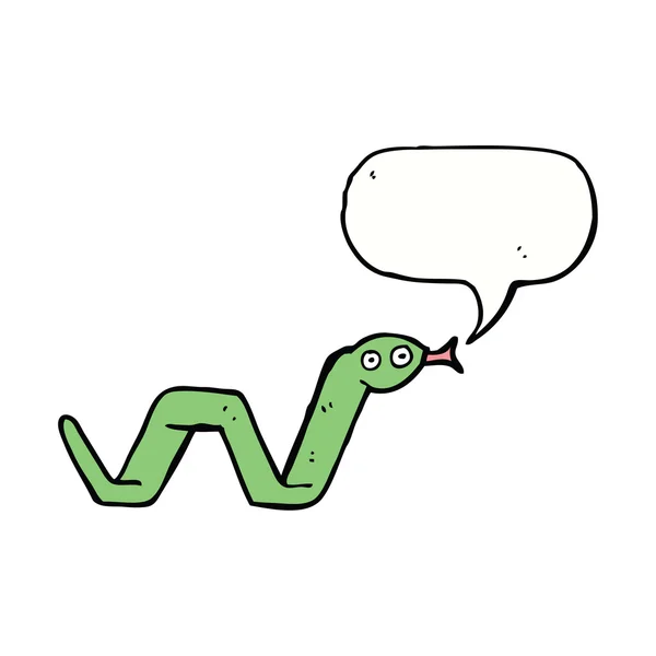 Divertida serpiente de dibujos animados con burbuja de habla — Vector de stock