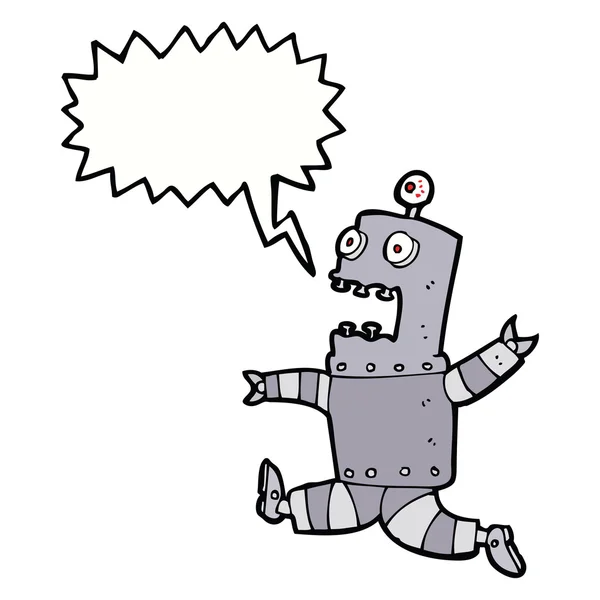 Tecknad livrädd robot med tal bubbla — Stock vektor