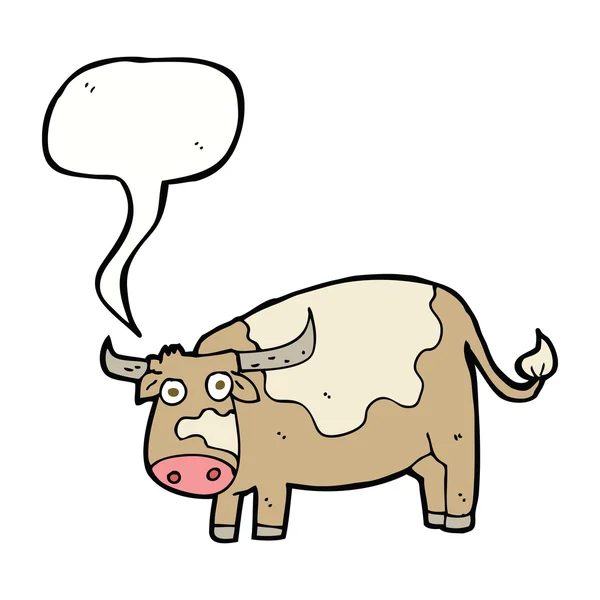 Vaca dos desenhos animados com bolha de fala —  Vetores de Stock