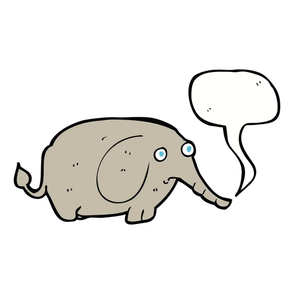 Cartoon trieste kleine olifant met spraakzeepbel — Stockvector