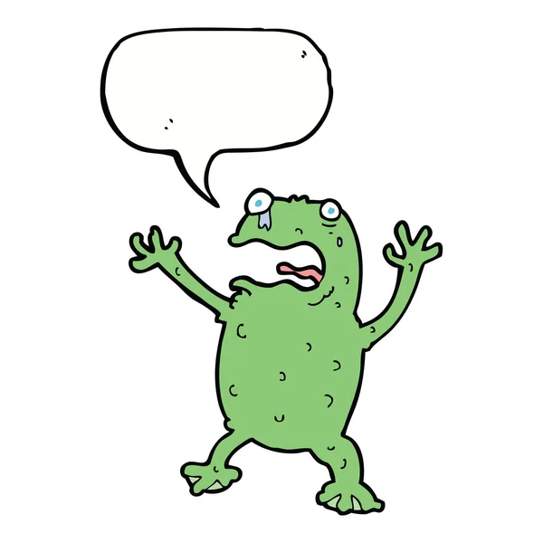 Cartoon frightened frog with speech bubble — Stock Vector