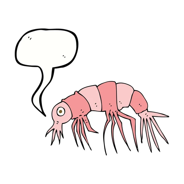 Cartoon shrimp with speech bubble — Stock Vector