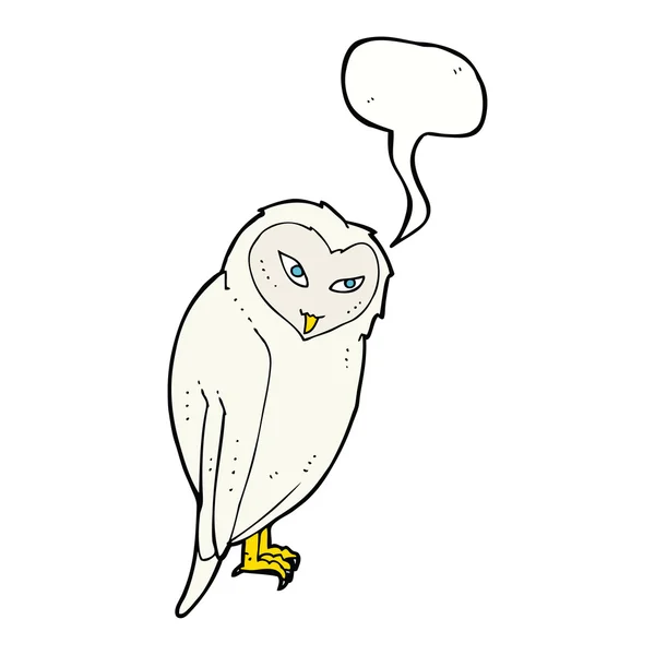 Kreslená sova s bublinou řeči — Stockový vektor