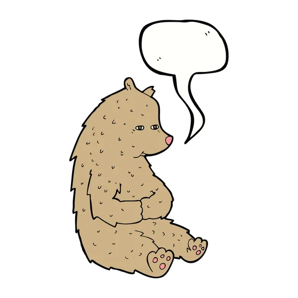 Schattig cartoon beer met spraakbel — Stockvector