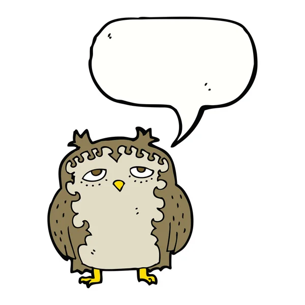 Cartoon wise old owl with speech bubble — Stock Vector