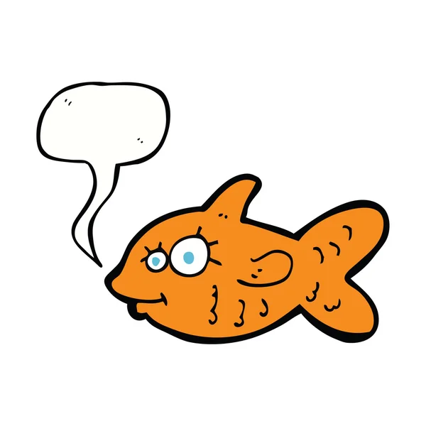 Cartoon happy goldfish with speech bubble — Stock Vector