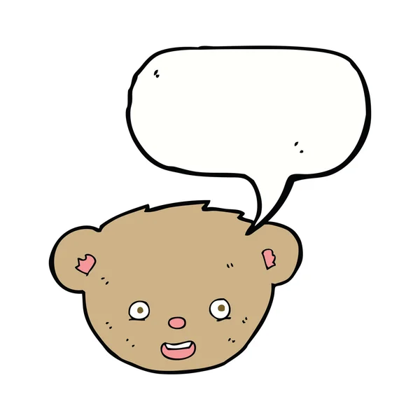 Dessin animé visage d'ours en peluche avec bulle de parole — Image vectorielle