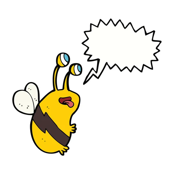 Desenho animado abelha engraçada com bolha de fala — Vetor de Stock