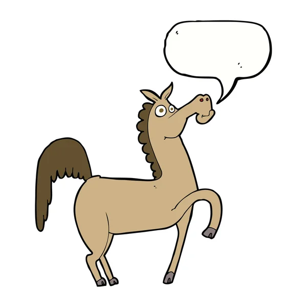 Divertente cavallo dei cartoni animati con la bolla discorso — Vettoriale Stock
