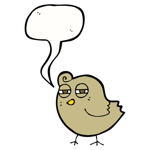 Drôle de dessin animé oiseau avec bulle de parole — Image vectorielle