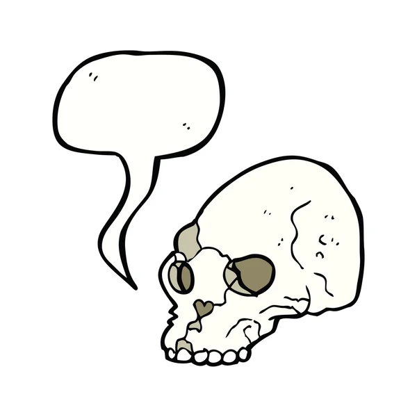 Calavera espeluznante de dibujos animados con burbuja del habla — Archivo Imágenes Vectoriales